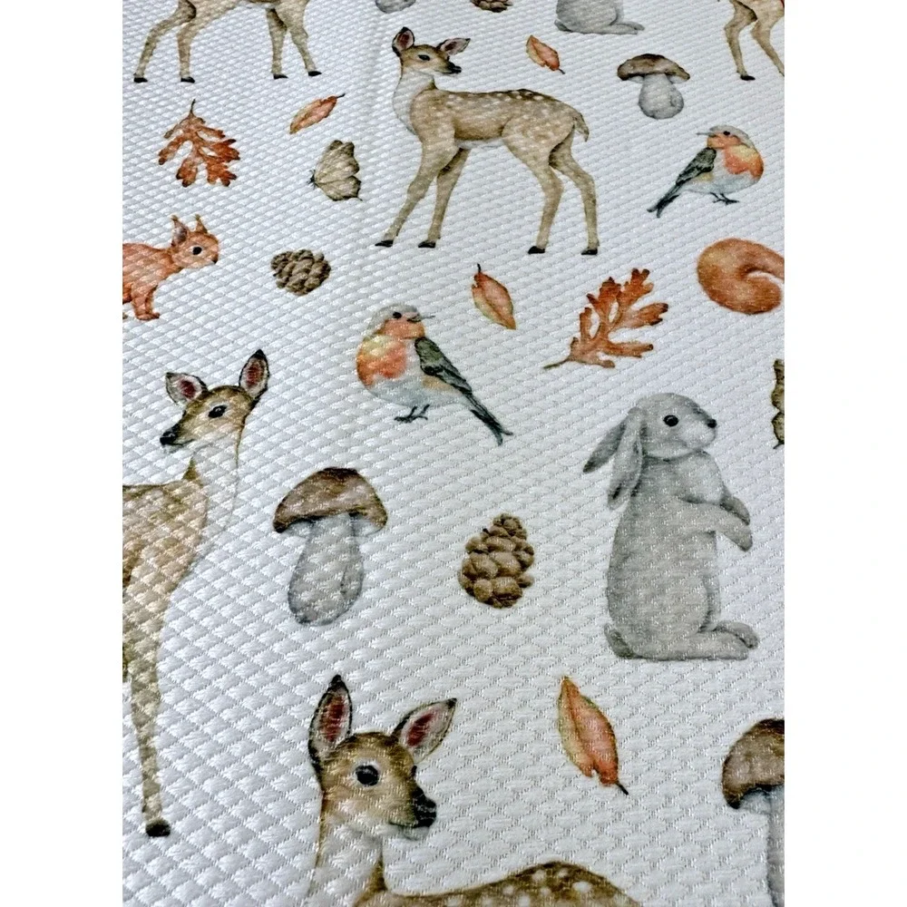 Mint & Ivy Woodland Dish Drying Mat Deer Rabbit Squirrel Fall Kitchen